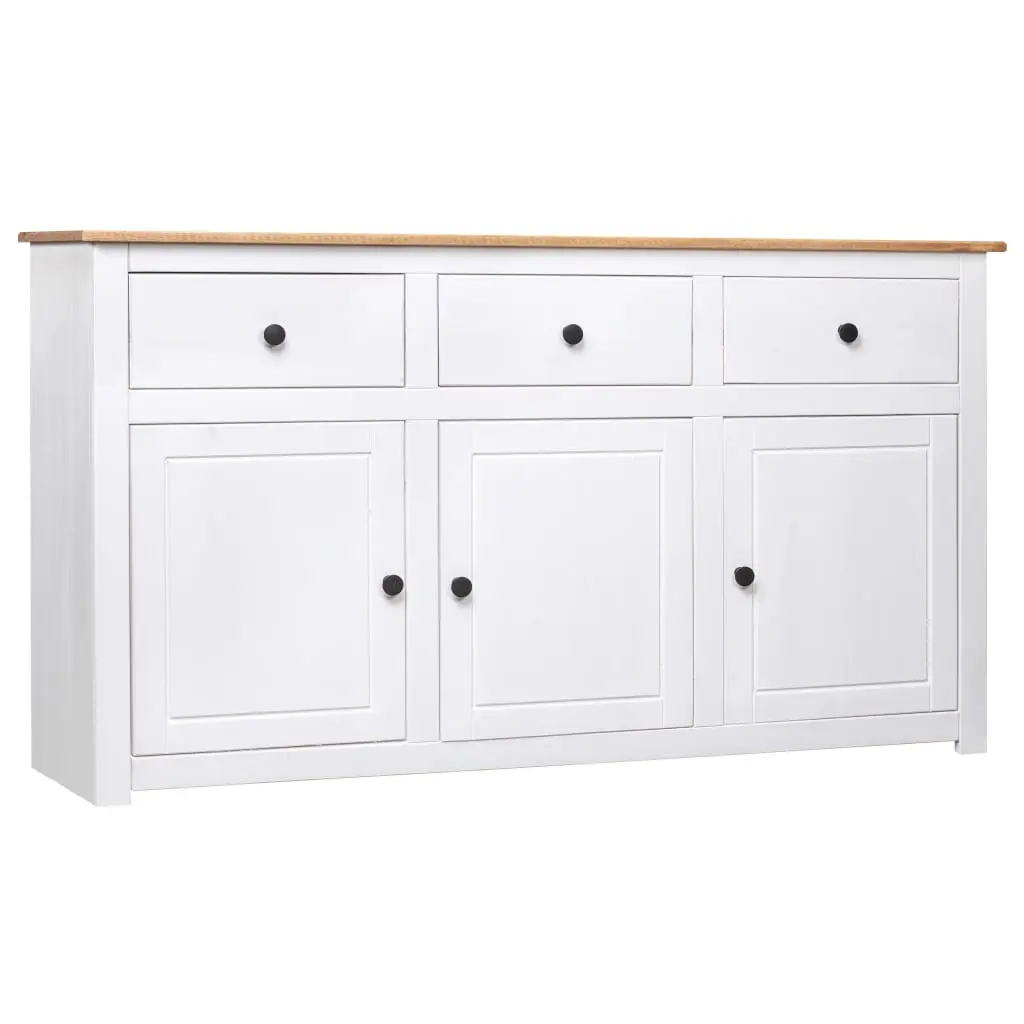 Sideboard White 135x40x80 cm Solid Pinewood Panama Range 282705 - Over 40% off Living Room Furniture