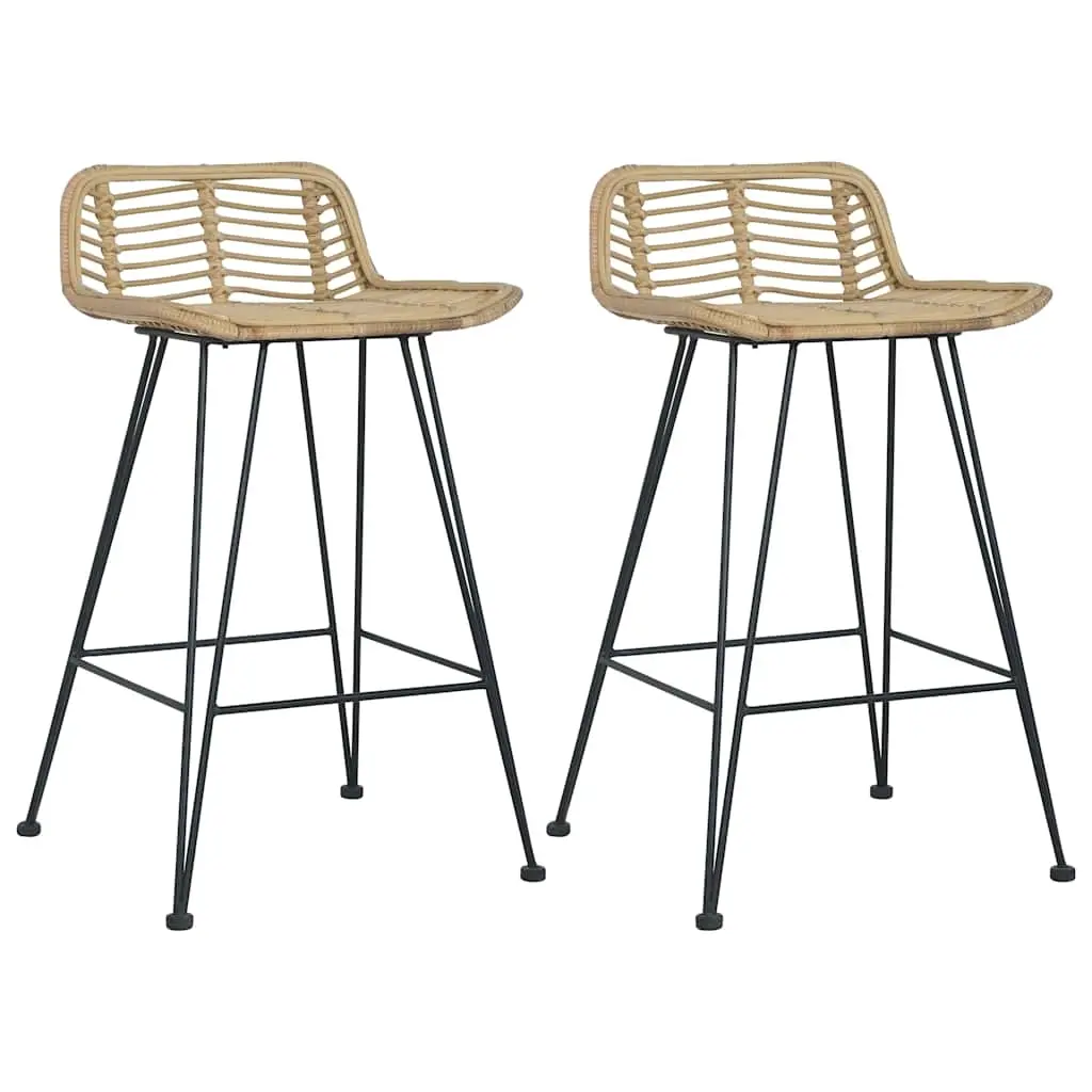 Bar Chairs 2 pcs Natural Rattan 285232 - Furniture