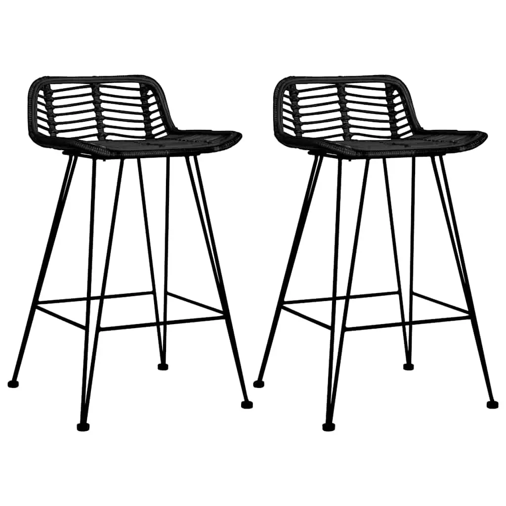 Bar Chairs 2 pcs Black Rattan 285233 - Furniture