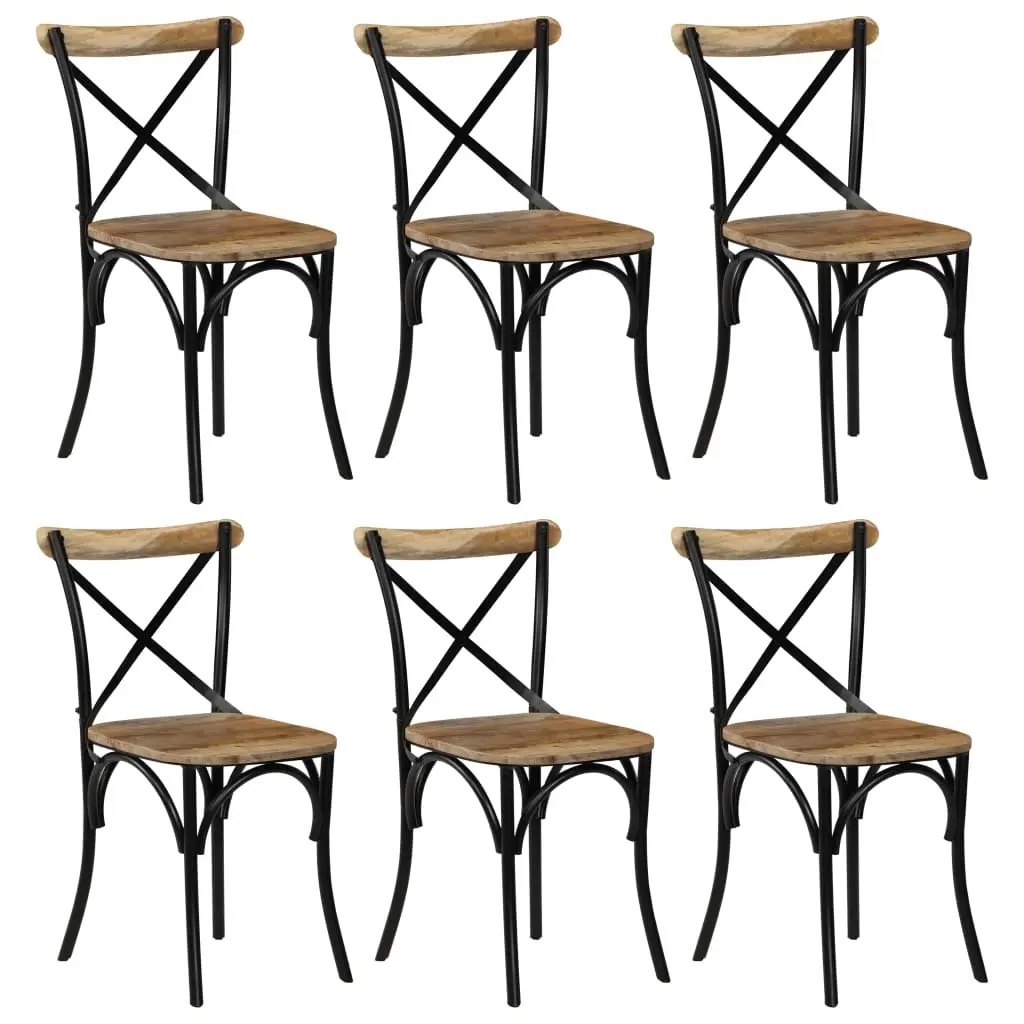 Cross Chairs 6 pcs Black Solid Mango Wood 278774 - Furniture