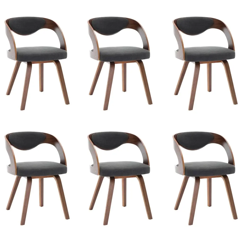 Dining Chairs 6 pcs Dark Grey Bent Wood and Fabric 278843 - Furniture