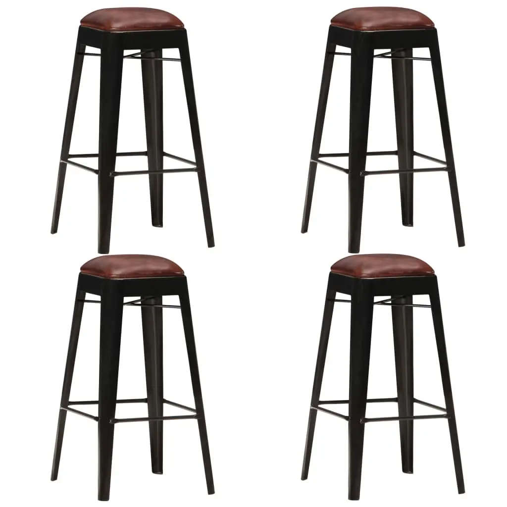 Bar Stools 4 pcs Black Real Leather 286128 - Furniture