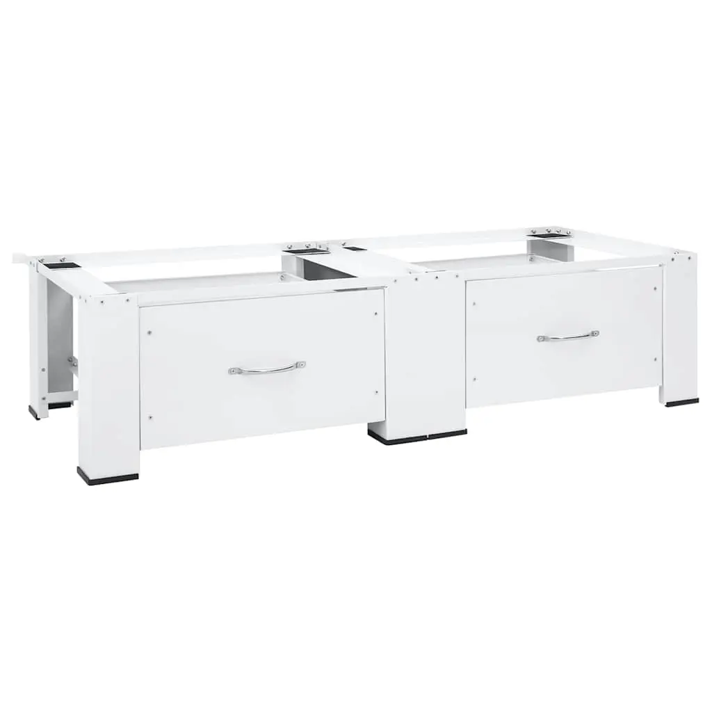 Double Washing and Drying Machine Pedestal with Drawers White 51195 - Home & Garden