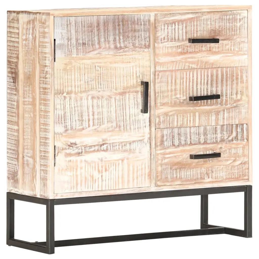 Sideboard White 73x30x75 cm Solid Acacia Wood 287327 - Furniture