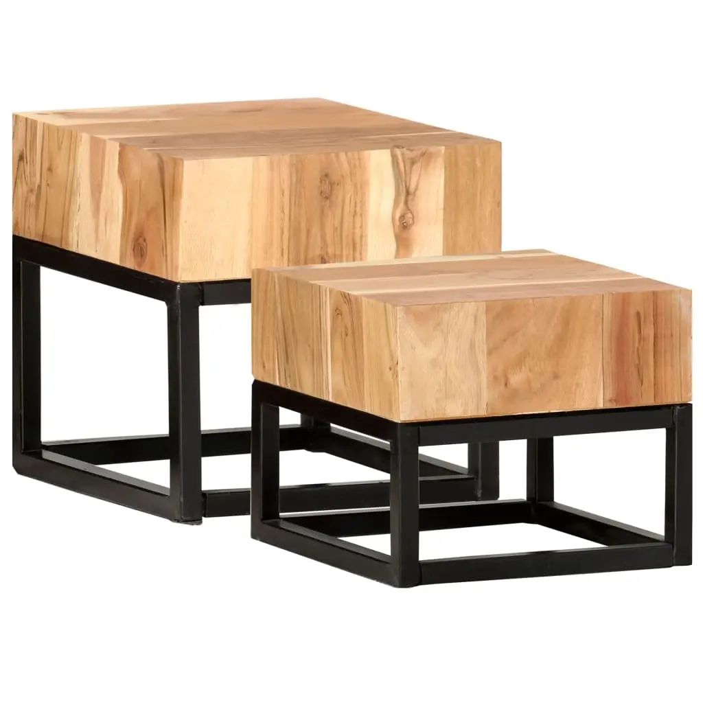 Side Tables 2 pcs Solid Acacia Wood 287351 - Furniture