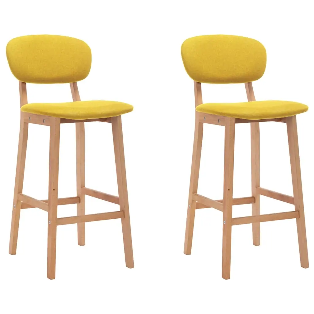 Bar Stools 2 pcs Mustard Yellow Fabric 289374 - Furniture