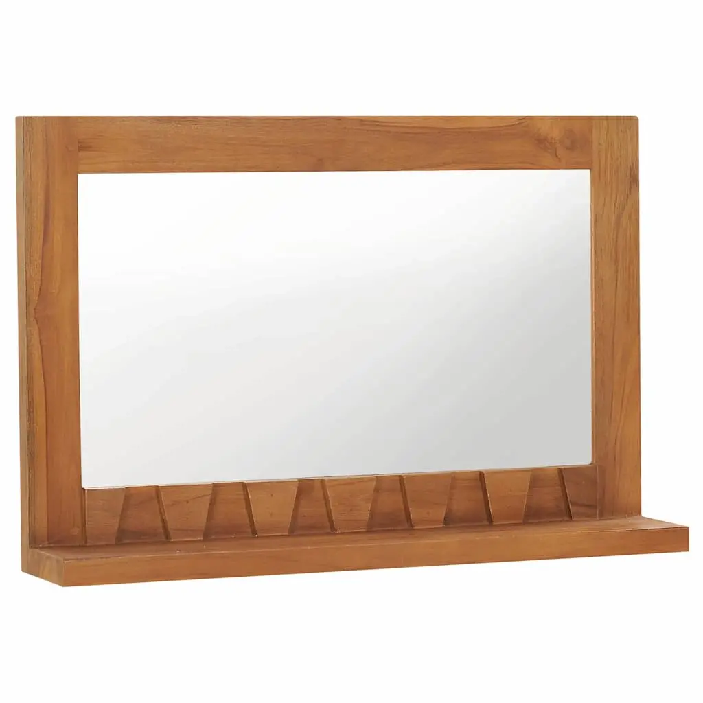Wall Mirror with Shelf 60x12x40 cm Solid Teak Wood 289071 - Home & Garden