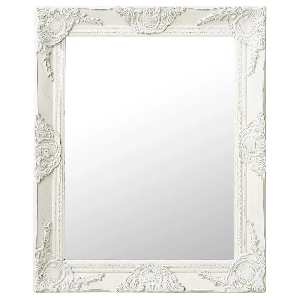 Wall Mirror Baroque Style 50x60 cm White 320316 - Home & Garden