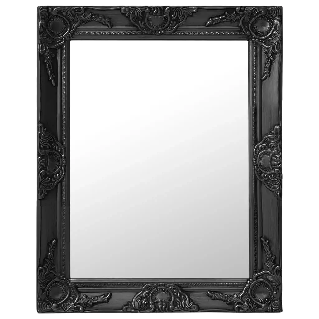 Wall Mirror Baroque Style 50x60 cm Black 320319 - Home & Garden