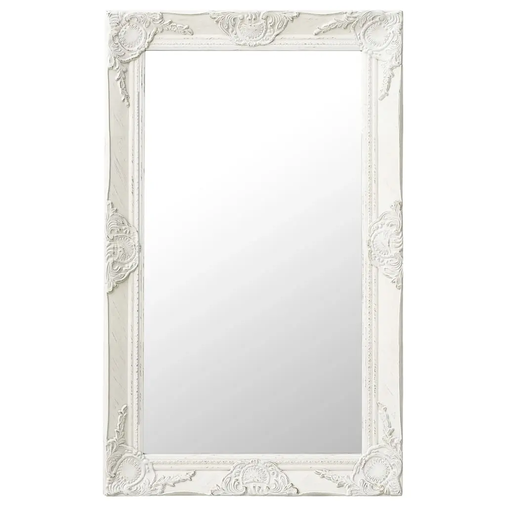 Wall Mirror Baroque Style 50x80 cm White 320320 - Home & Garden