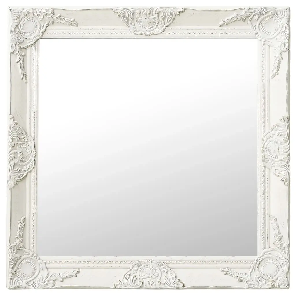 Wall Mirror Baroque Style 60x60 cm White 320332 - Home & Garden