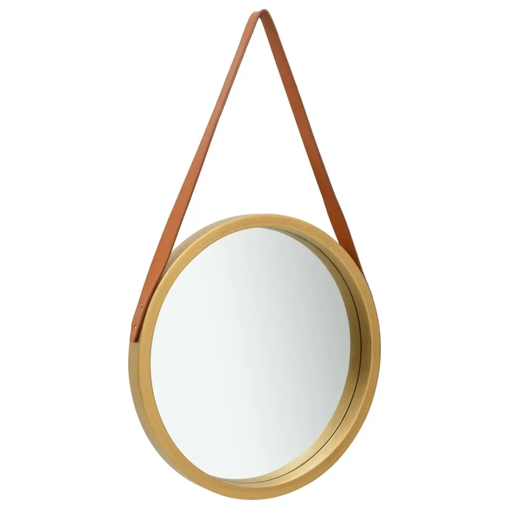 Wall Mirror with Strap 50 cm Gold 320365 - Home & Garden