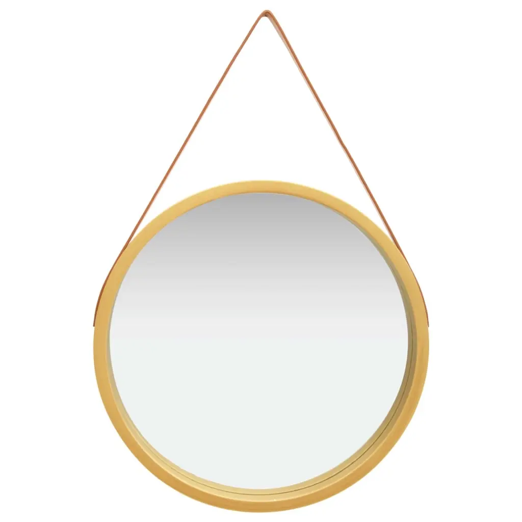 Wall Mirror with Strap 60 cm Gold 320369 - Home & Garden