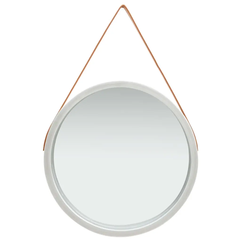 Wall Mirror with Strap 60 cm Silver 320370 - Home & Garden