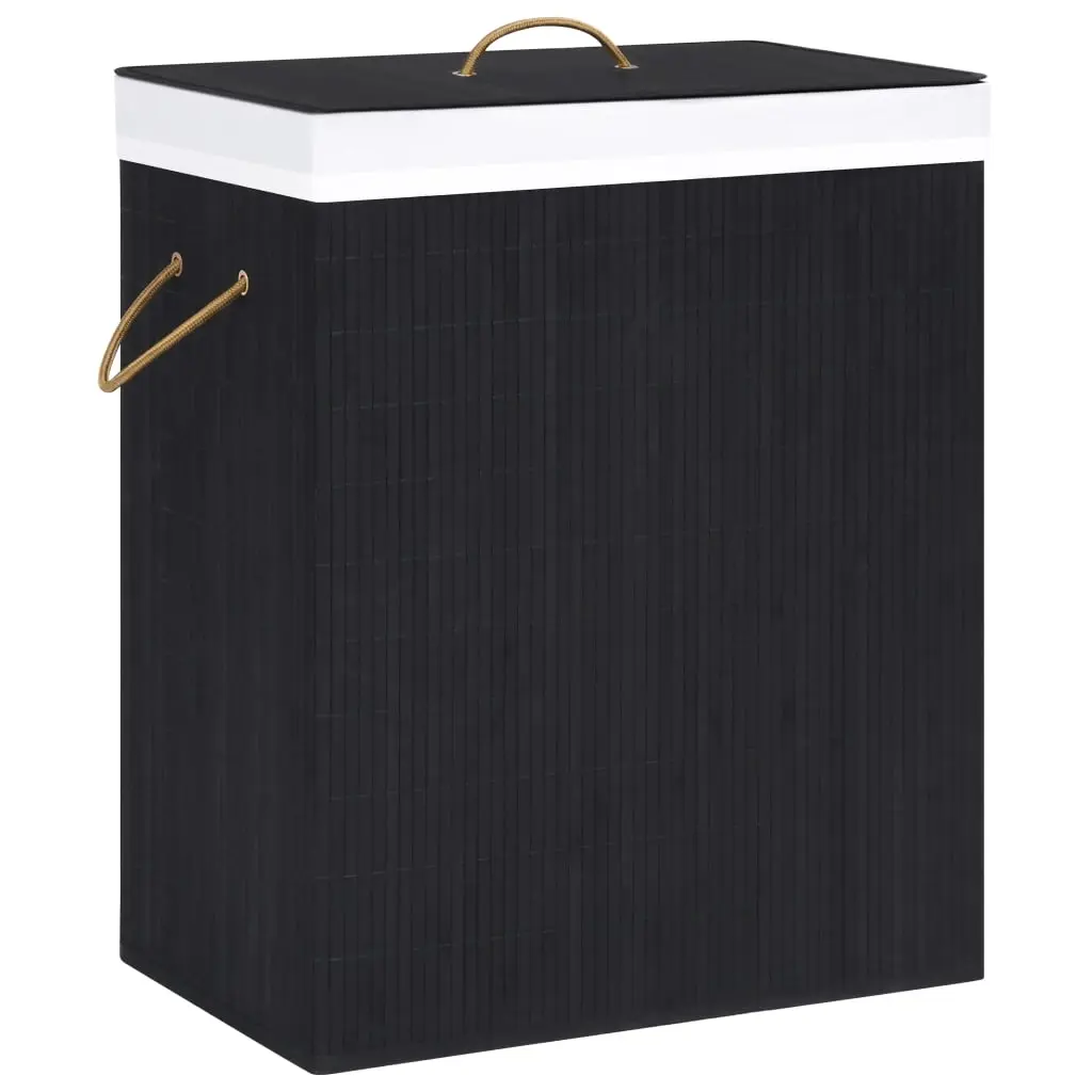 Bamboo Laundry Basket with 2 Sections Black 100 L 320746 - Home & Garden