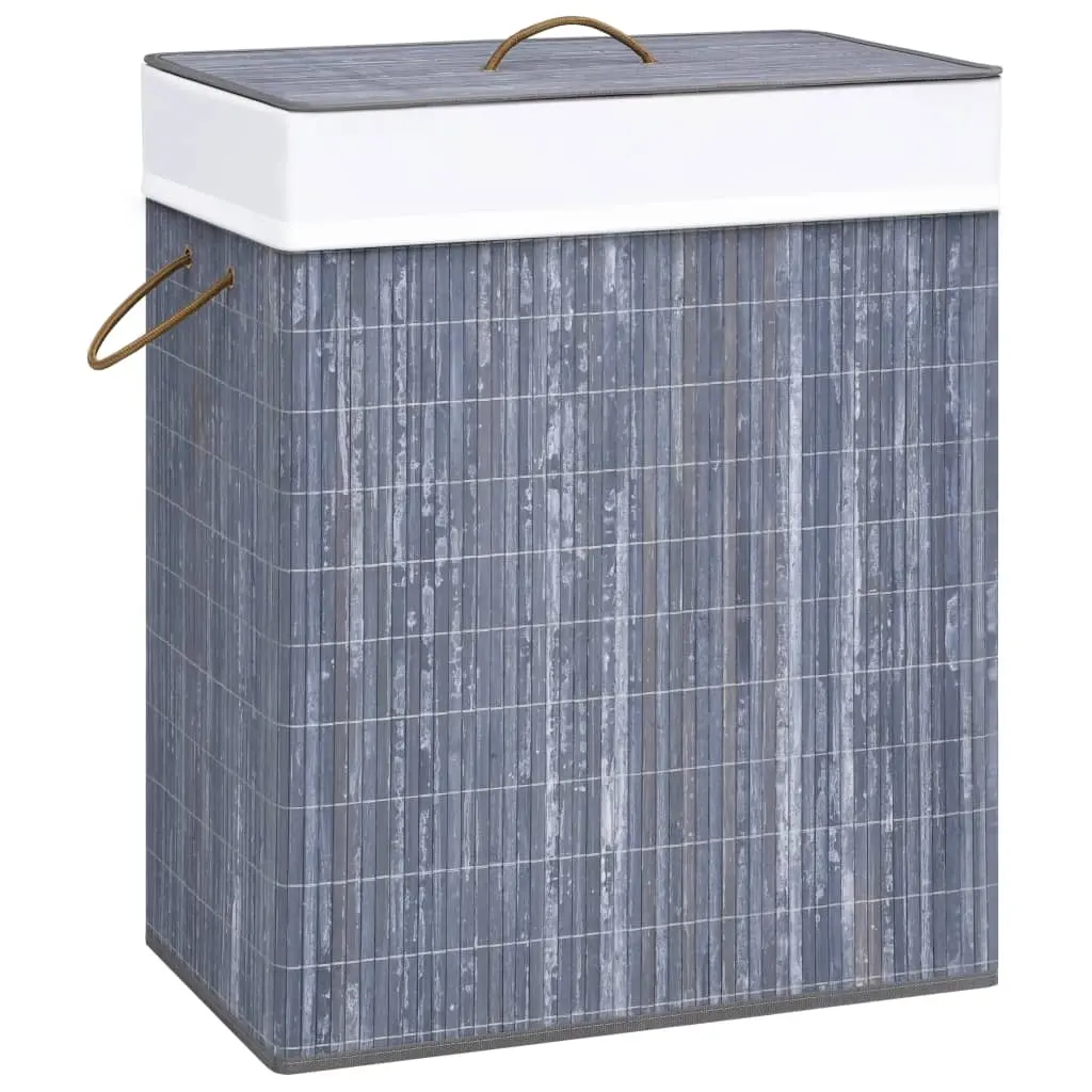 Bamboo Laundry Basket with Single Section Grey 83 L 320756 - Home & Garden