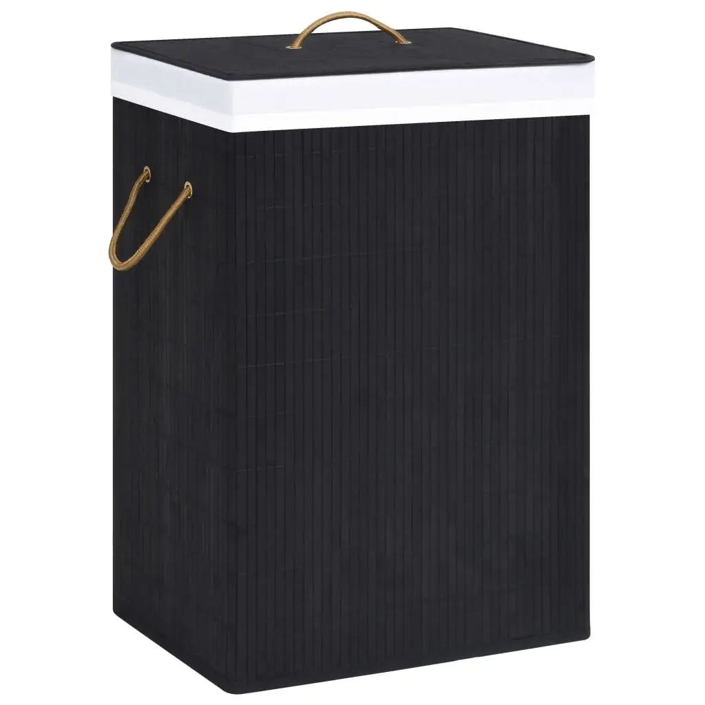 Bamboo Laundry Basket with Single Section Black 320757 - Home & Garden