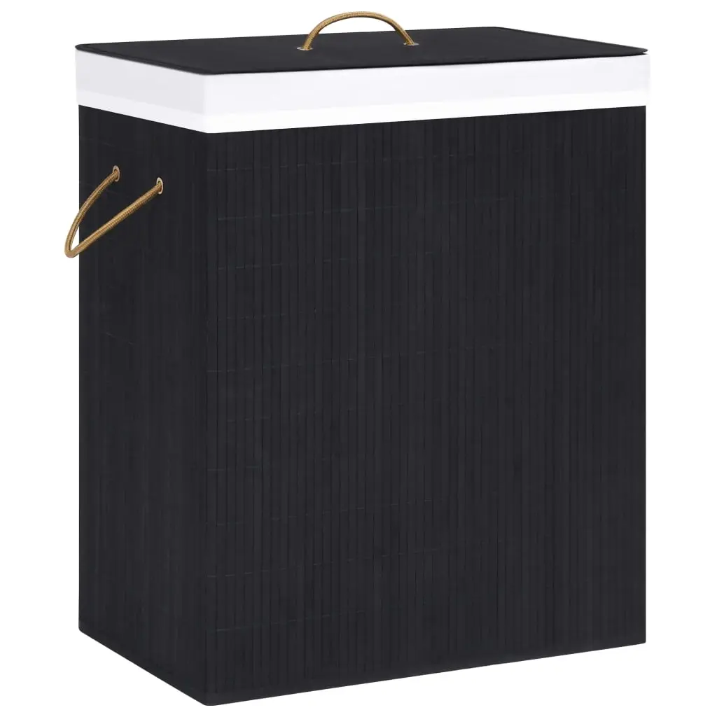 Bamboo Laundry Basket with Single Section Black 83 L 320758 - Home & Garden