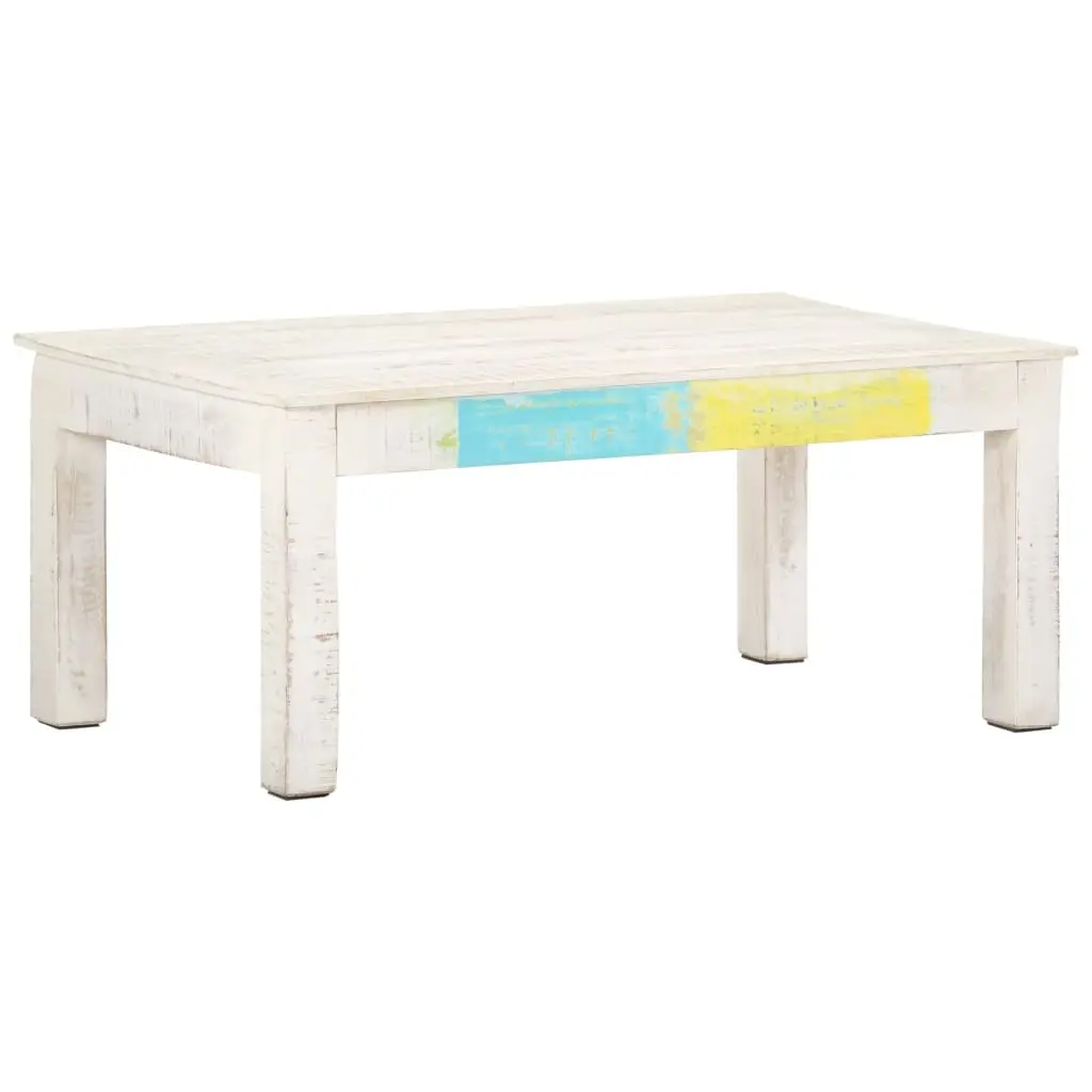 Coffee Table White 110x60x45 cm Solid Mango Wood 323555 - Furniture