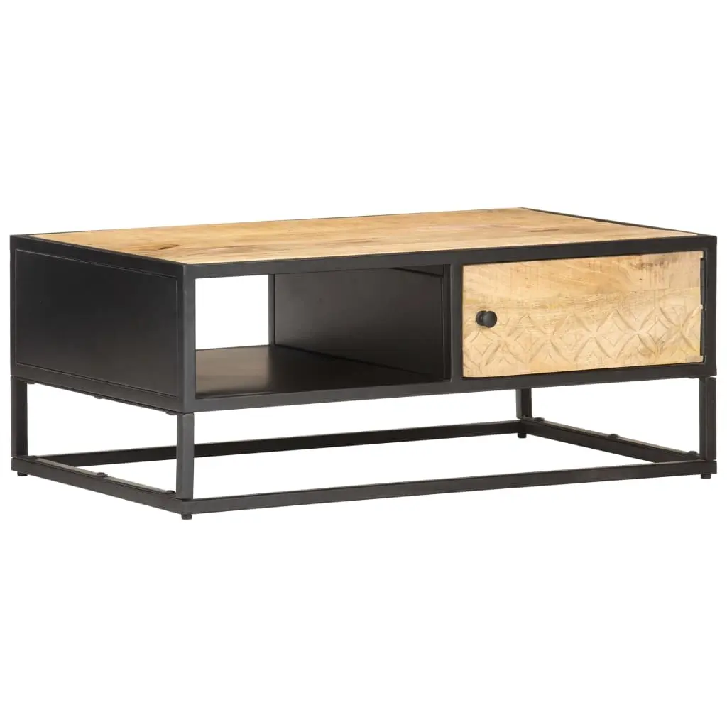 Coffee Table with Carved Door 90x55x36 cm Rough Mango Wood 320946 - Furniture