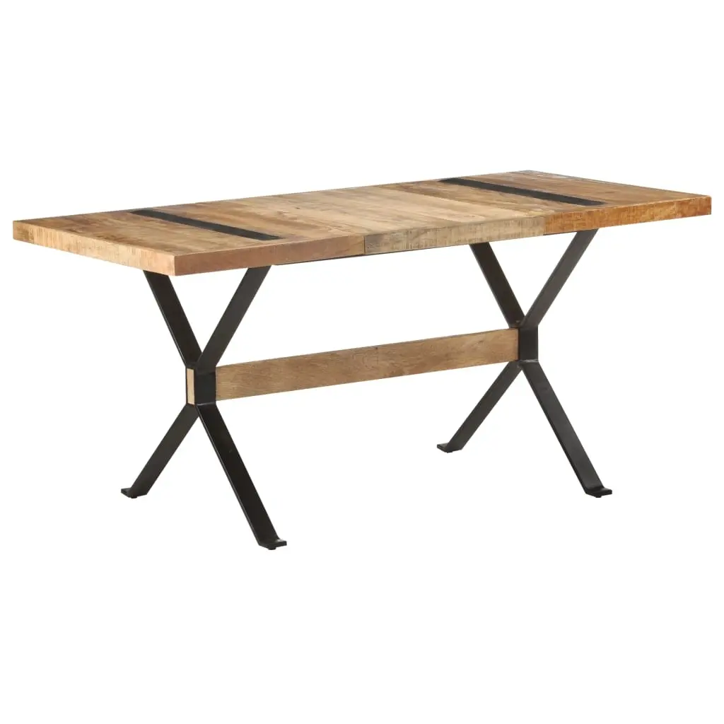 Dining Table 160x80x76 cm Rough Mango Wood 321608 - Furniture