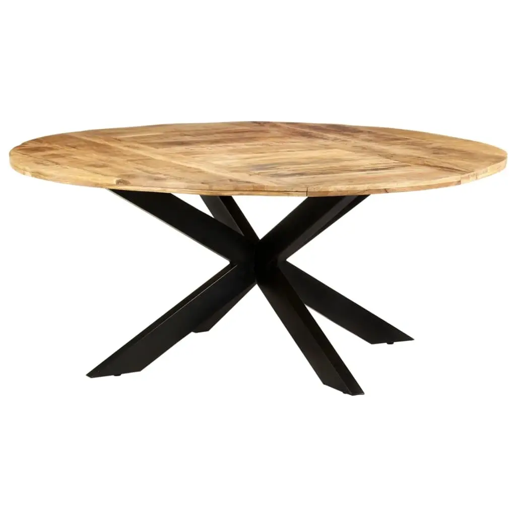 Dining Table Round 175x75 cm Rough Mango Wood 321684 - Furniture