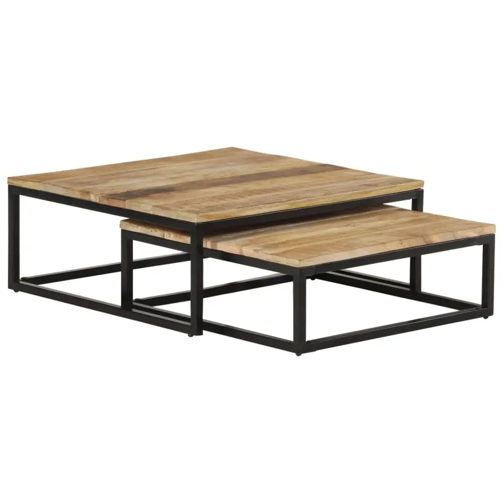 Nesting Coffee Tables 2 pcs Solid Mango Wood 320389 - Furniture