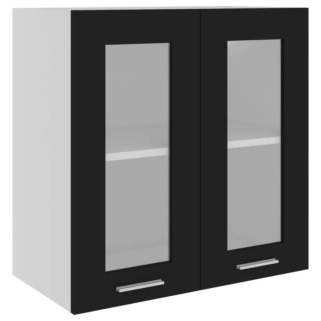 Hanging Glass Cabinet Lyon Black 60x31x60 cm Engineered Wood 802522 - Furniture