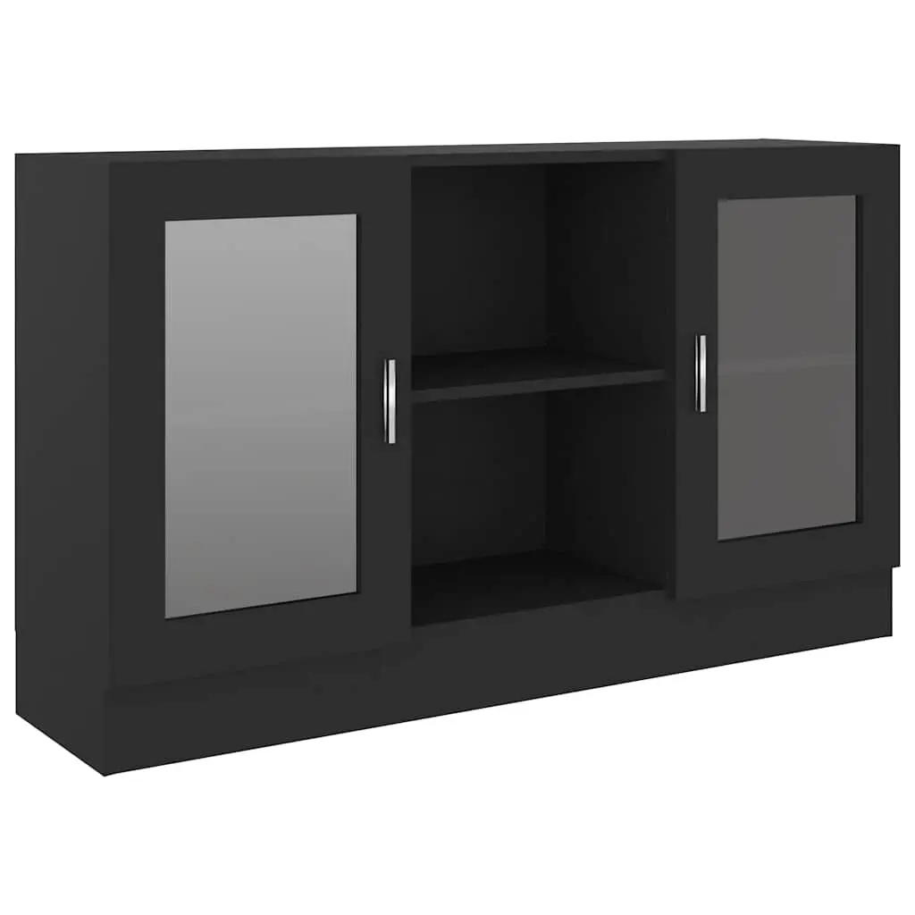Vitrine Cabinet Black 120x30.5x70 cm Engineered Wood 802787 - Furniture