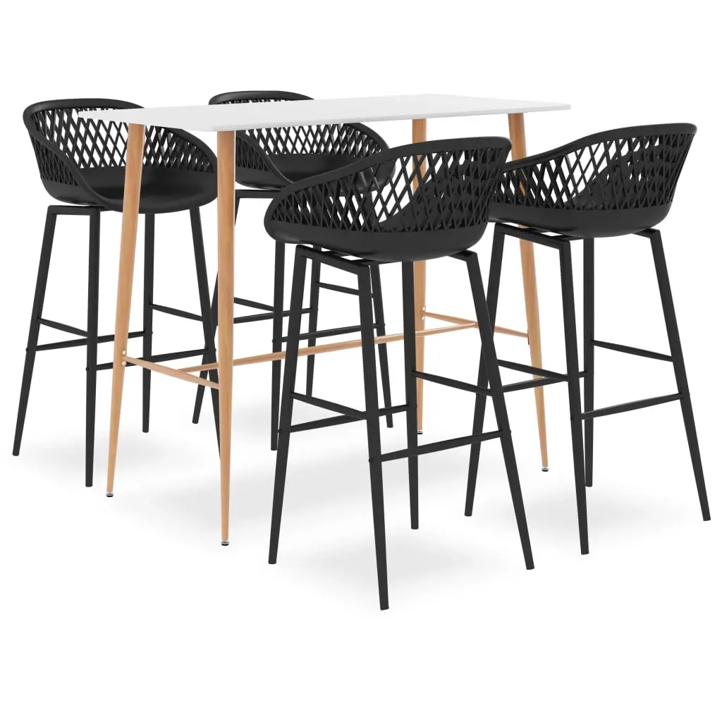 5 Piece Bar Set White and Black 3057431 - Furniture