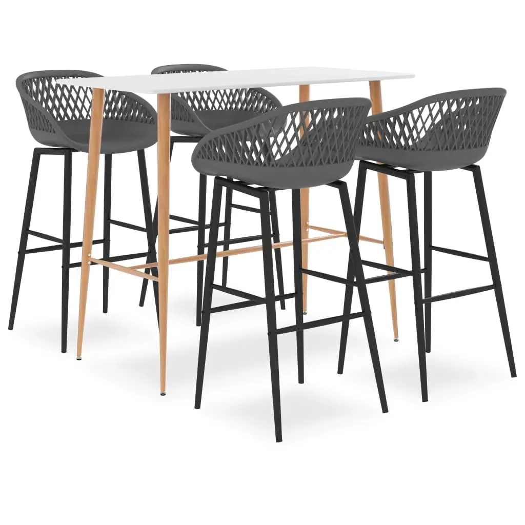 5 Piece Bar Set White and Grey 3057433 - Furniture