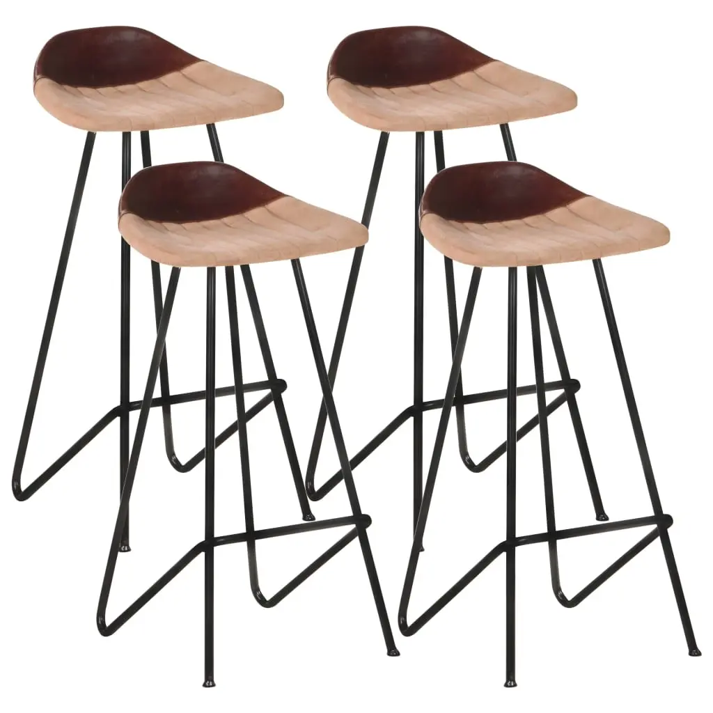 Bar Stools 4 pcs Brown Real Leather 320646 - Furniture