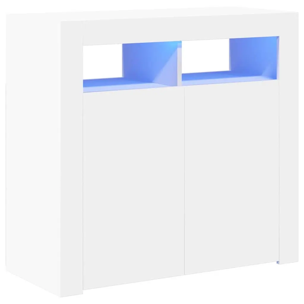 Sideboard with LED Lights White 80x35x75 cm 804328 - Over 40% off Living Room Furniture