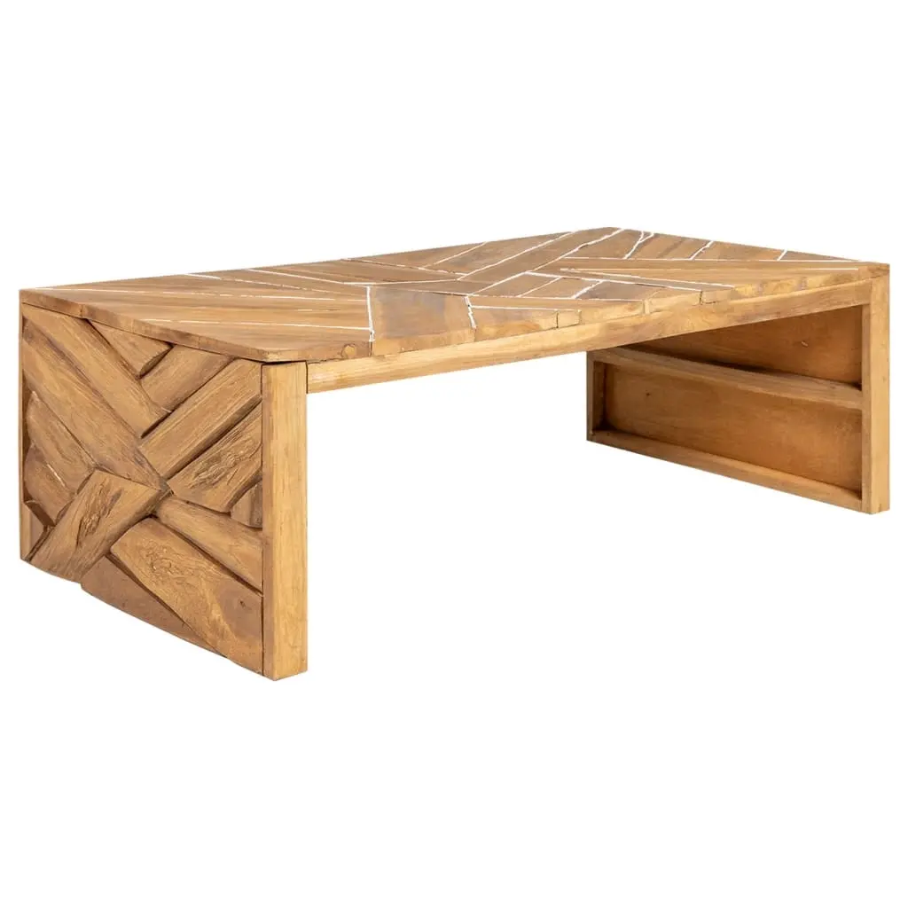 Coffee Table Erosion Solid Teak Wood 110x35x38 cm 326174 - Furniture