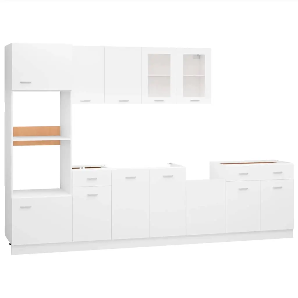 7 Piece Kitchen Cabinet Set Lyon White Engineered Wood 3067623 - Furniture