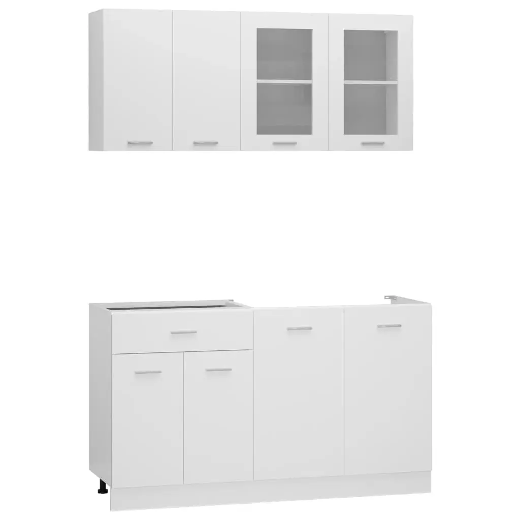 4 Piece Kitchen Cabinet Set Lyon White Engineered Wood 3067655 - Furniture