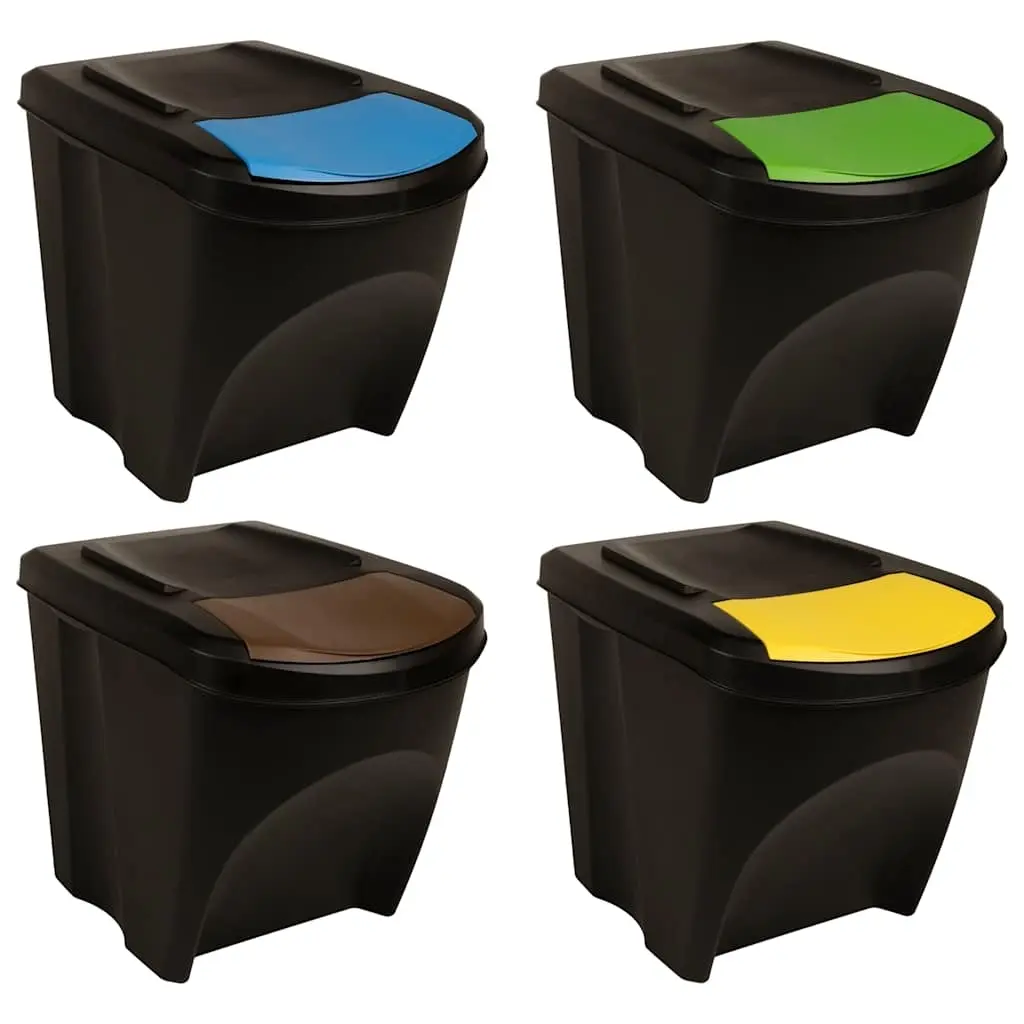 Stackable Garbage Bin Boxes 4 pcs Anthracite 100 L Polypropylene 316185 - Home & Garden