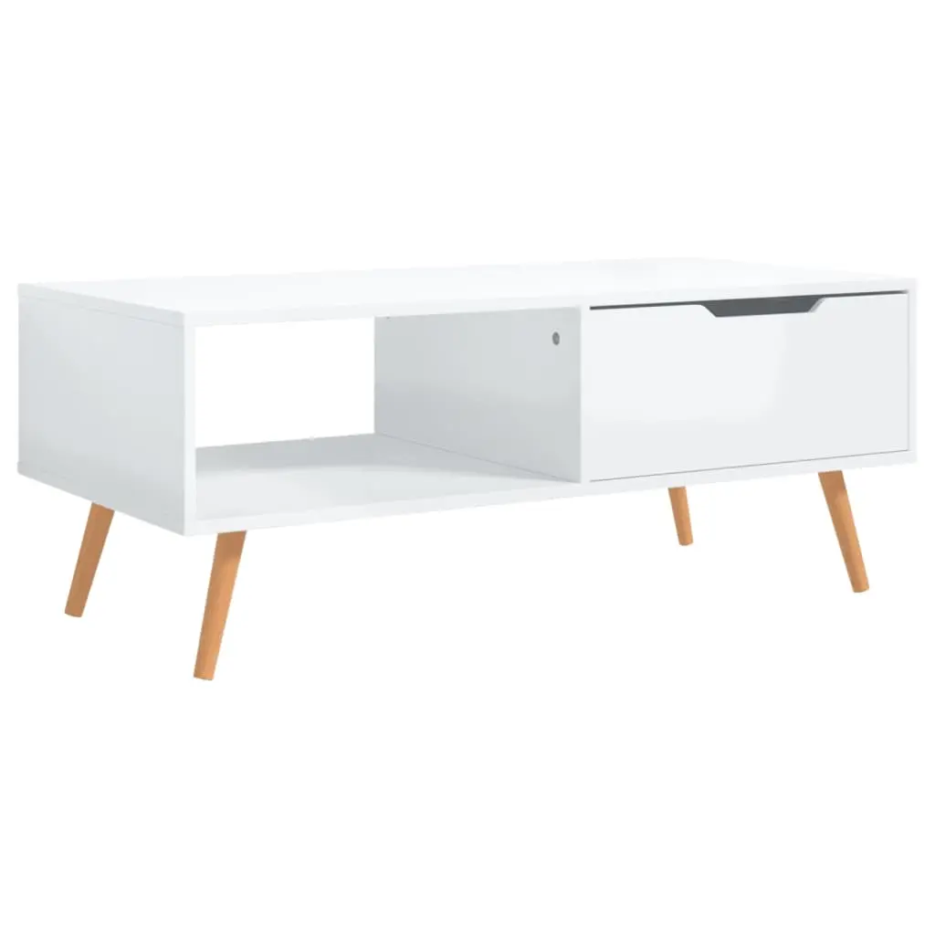 Coffee Table High Gloss White 100x49.5x43 cm Engineered Wood 326792 - Furniture