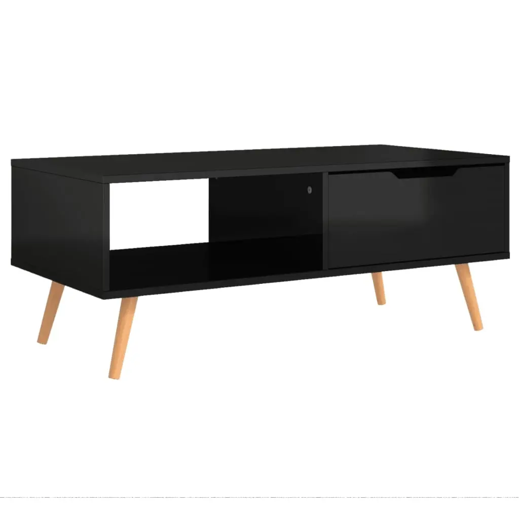 Coffee Table High Gloss Black 100x49.5x43 cm Engineered Wood 326793 - Furniture
