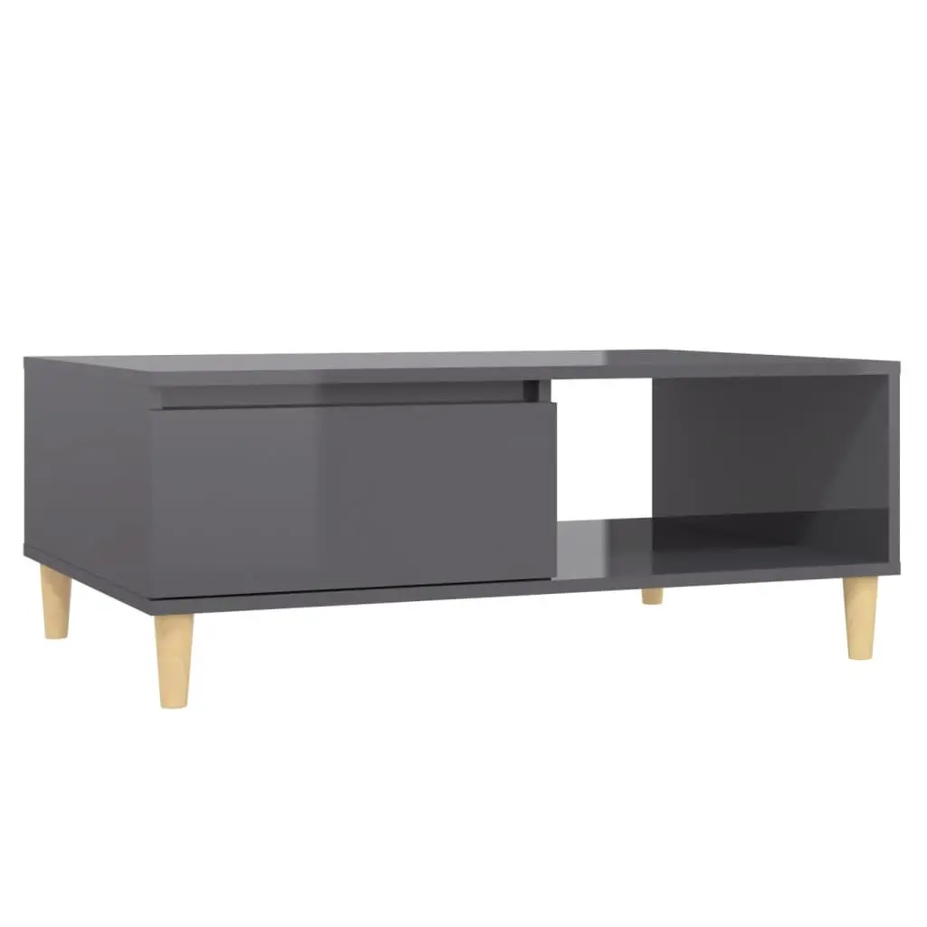 Coffee Table High Gloss Grey 90x60x35 cm Engineered Wood 806003 - Furniture
