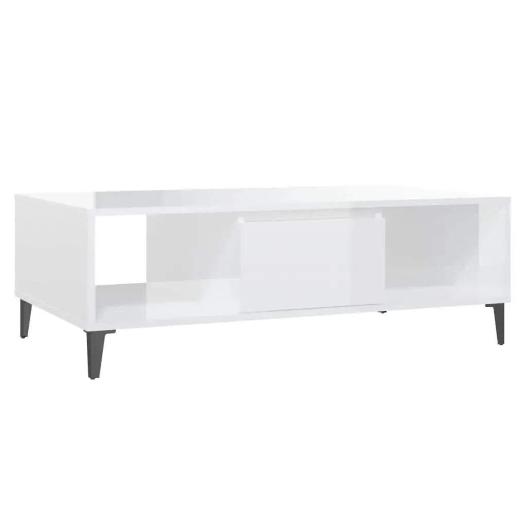 Coffee Table High Gloss White 103.5x60x35 cm Engineered Wood 806028 - Furniture