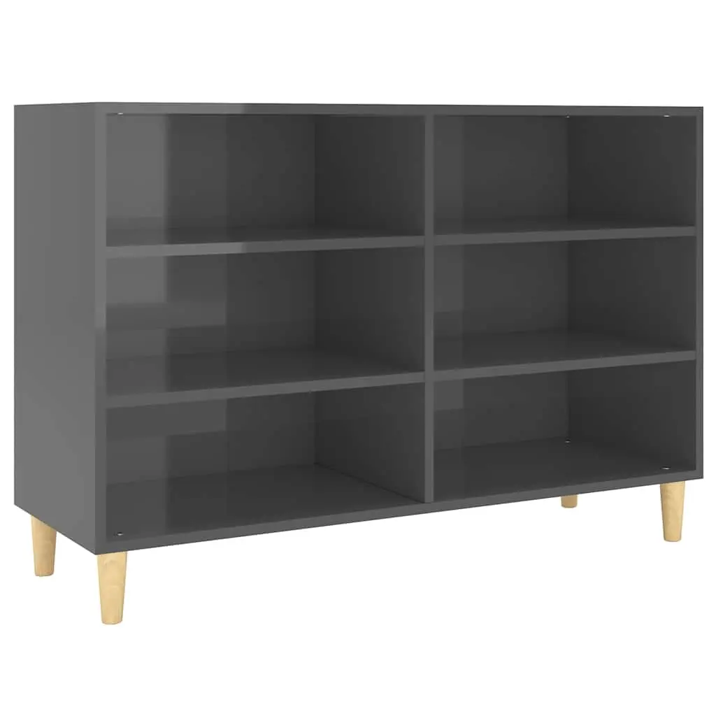 Sideboard High Gloss Grey 103.5x35x70 cm Engineered Wood 806039 - Furniture