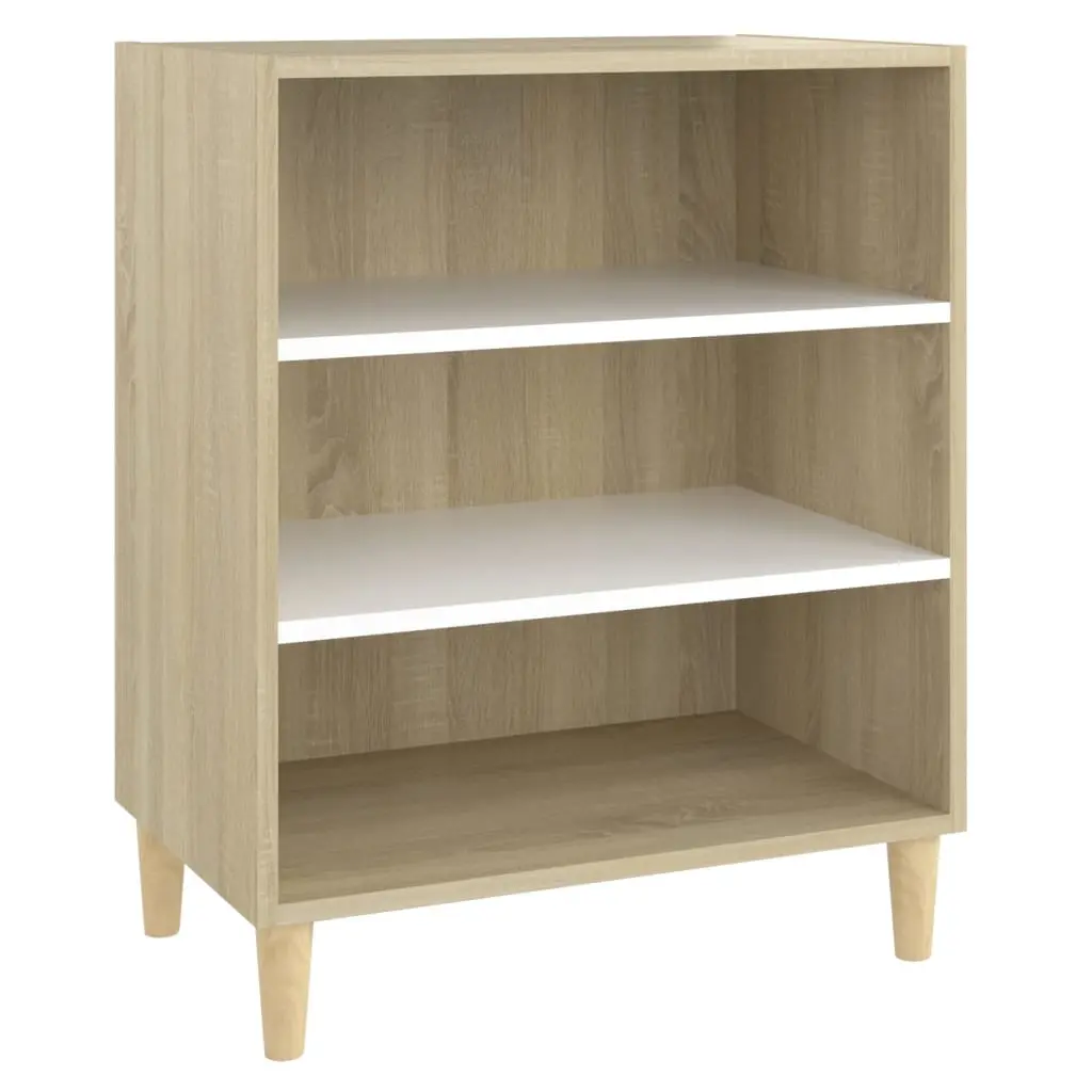 Sideboard White and Sonoma Oak 57x35x70 cm Engineered Wood 806054 - Furniture