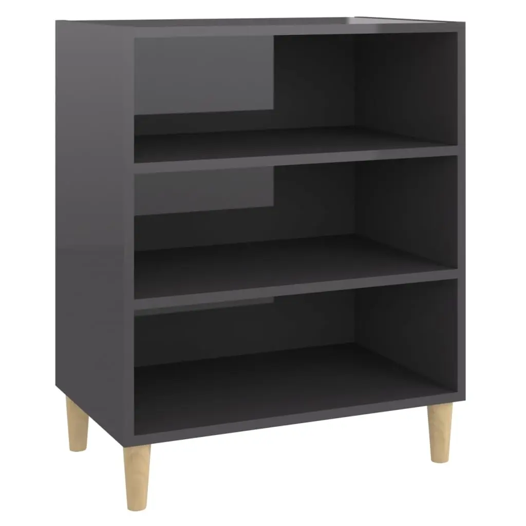 Sideboard High Gloss Grey 57x35x70 cm Engineered Wood 806057 - Furniture