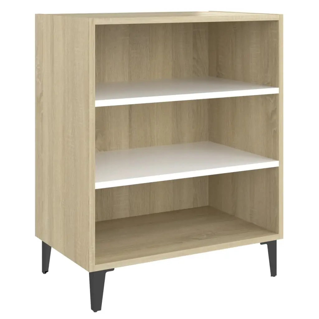Sideboard White and Sonoma Oak 57x35x70 cm Engineered Wood 806063 - Furniture
