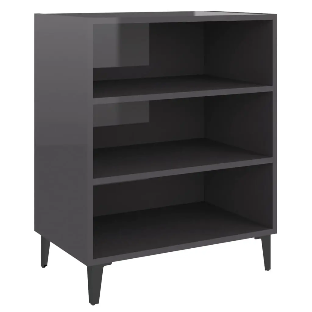 Sideboard High Gloss Grey 57x35x70 cm Engineered Wood 806066 - Furniture