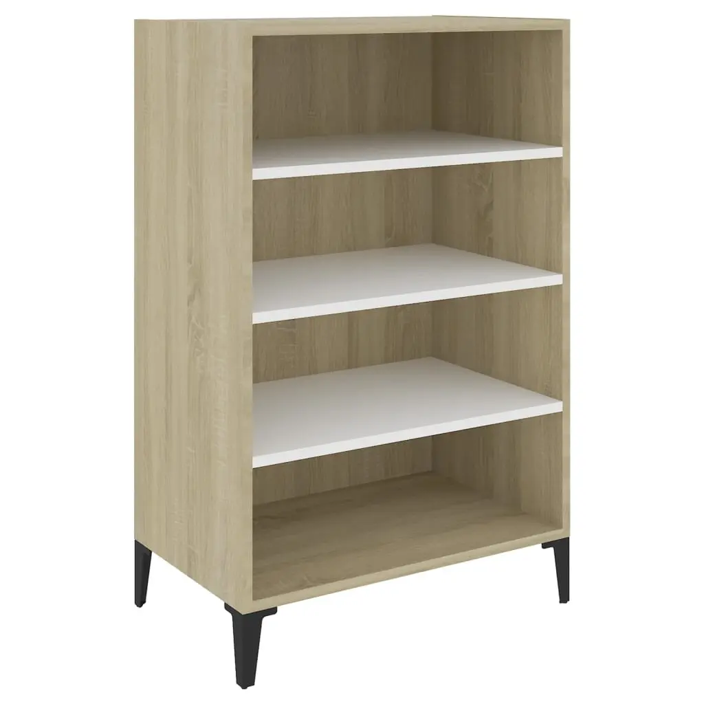 Sideboard White and Sonoma Oak 57x35x90 cm Engineered Wood 806135 - Furniture