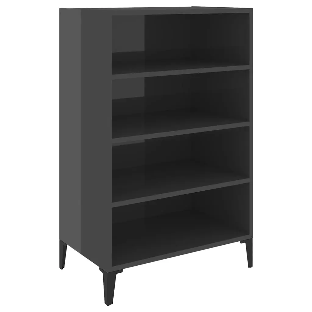 Sideboard High Gloss Grey 57x35x90 cm Engineered Wood 806138 - Furniture