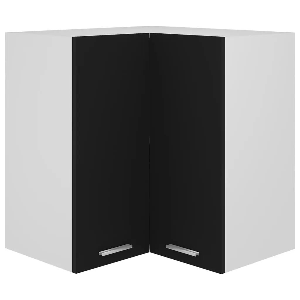 Hanging Corner Cabinet Lyon Black 57x57x60 cm Engineered Wood 806391 - Furniture