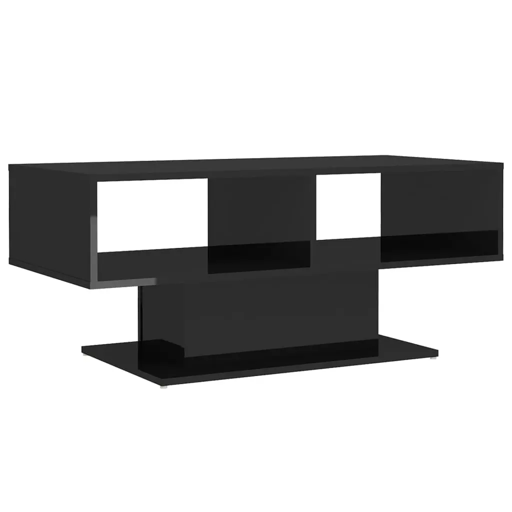 Coffee Table High Gloss Black 103.5x50x44.5 cm Engineered Wood 806829 - Furniture